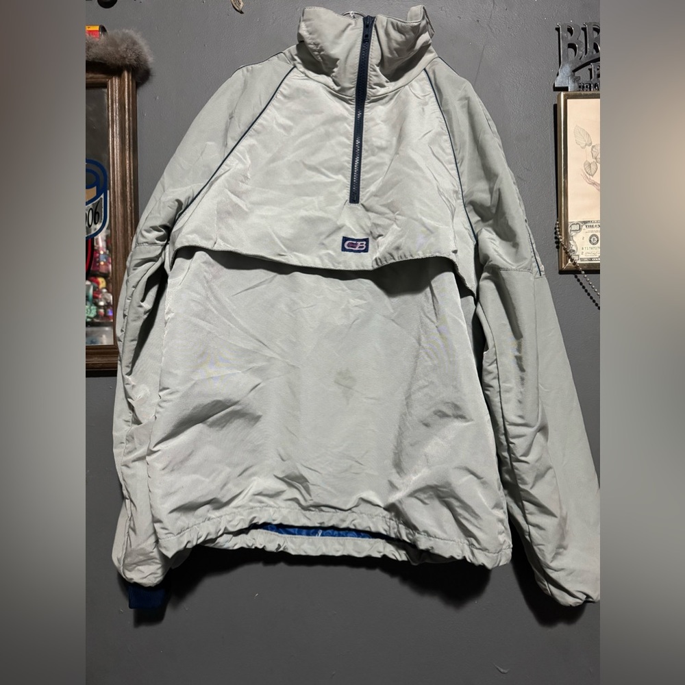Vintage CB Sports Ski Pullover Half Zip Shell Jacket 1980s Grey Size Medium